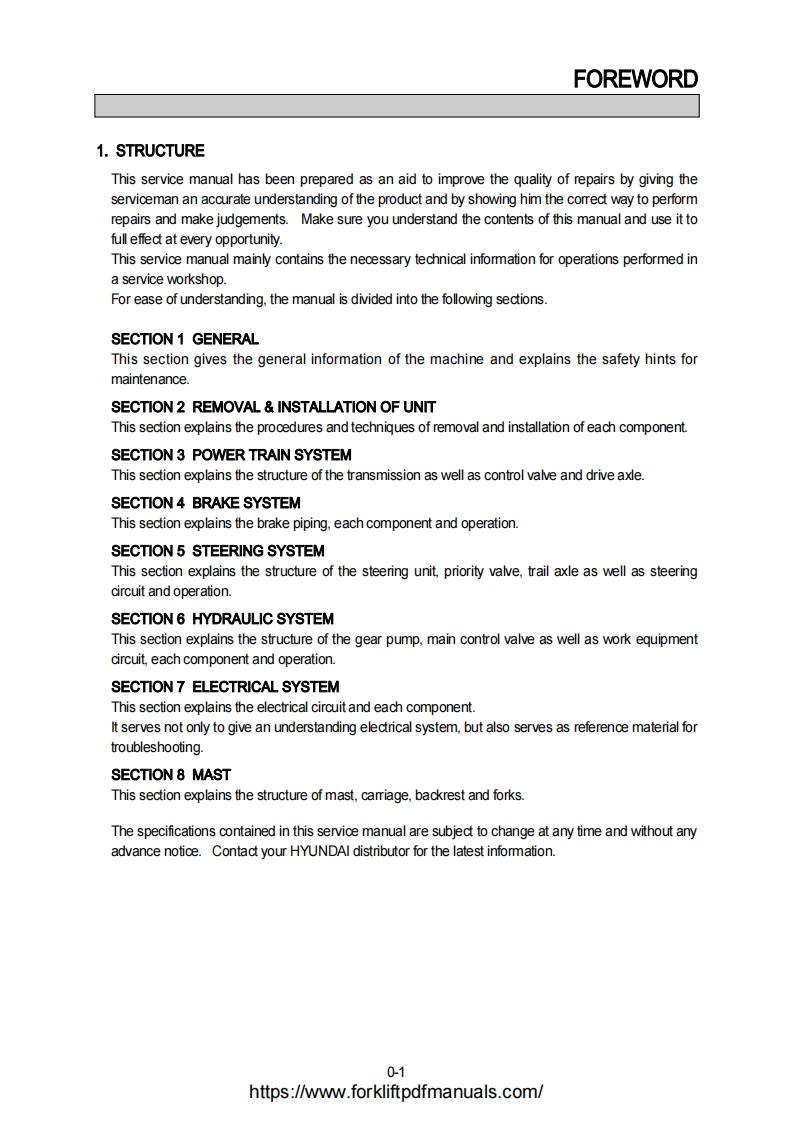 Hyundai-50D---80D-Forklift-Trucks-维修维护手册