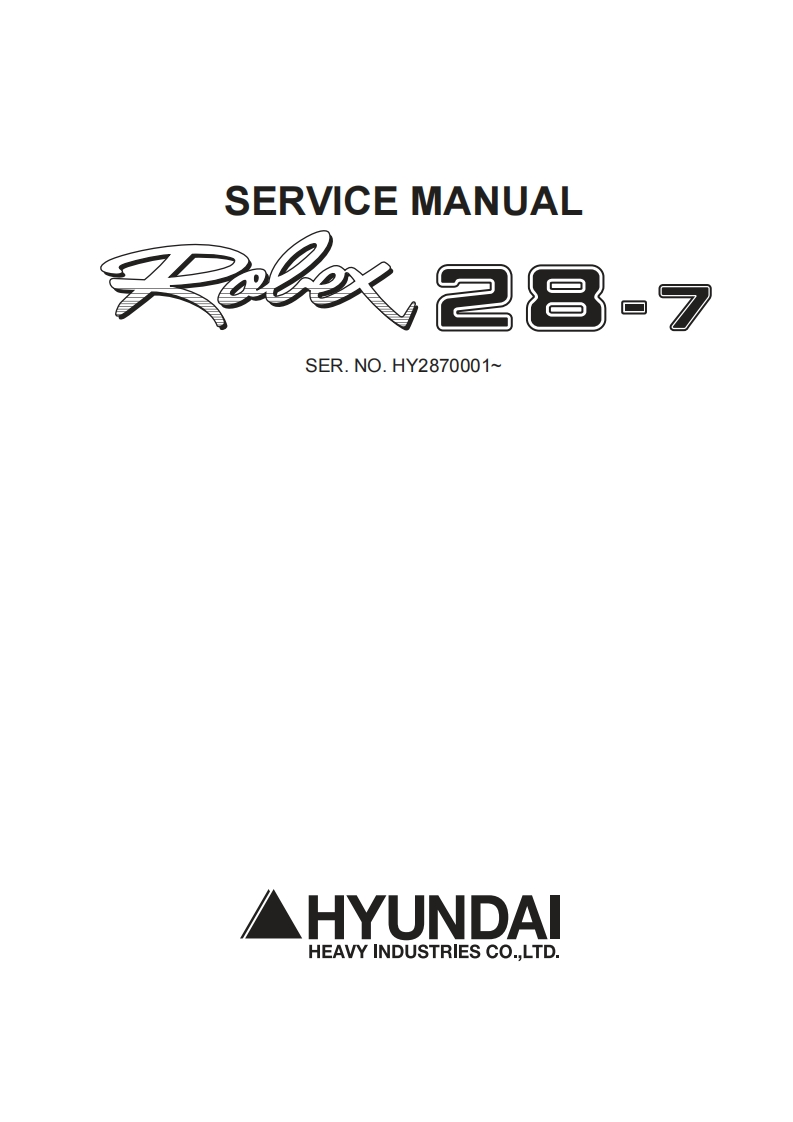 Hyundai-R28-7SM-Compact-Excavator-Workshop-Manual-PDF挖掘机维修手册