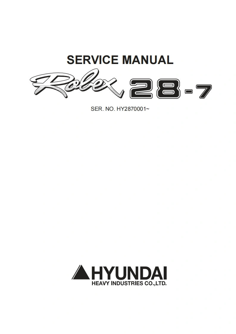 Hyundai-R28-7SM-Compact-Excavator-Workshop-Manual-PDF挖掘机维修手册