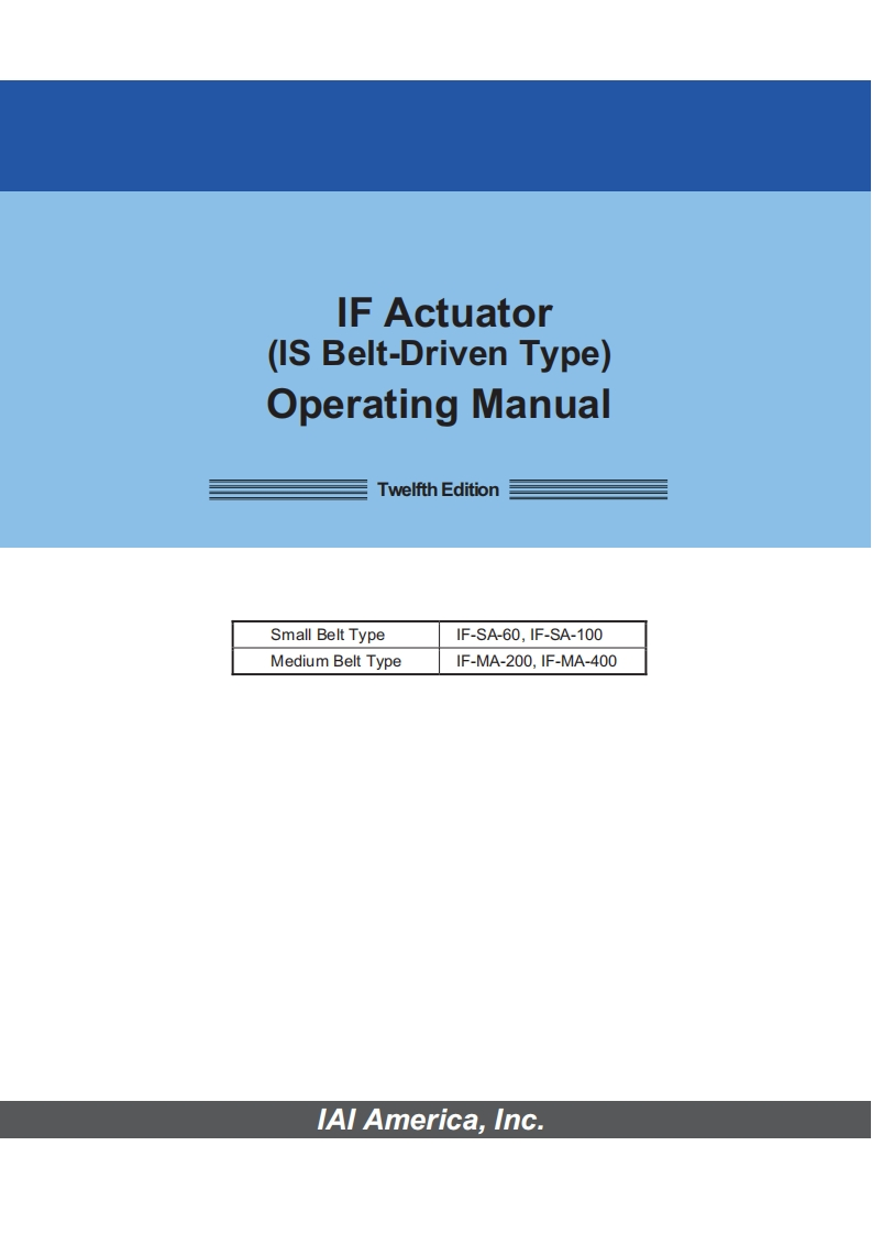 IAI_IF_230V-servo-tandriem-actuator-slede_操作说明书手册
