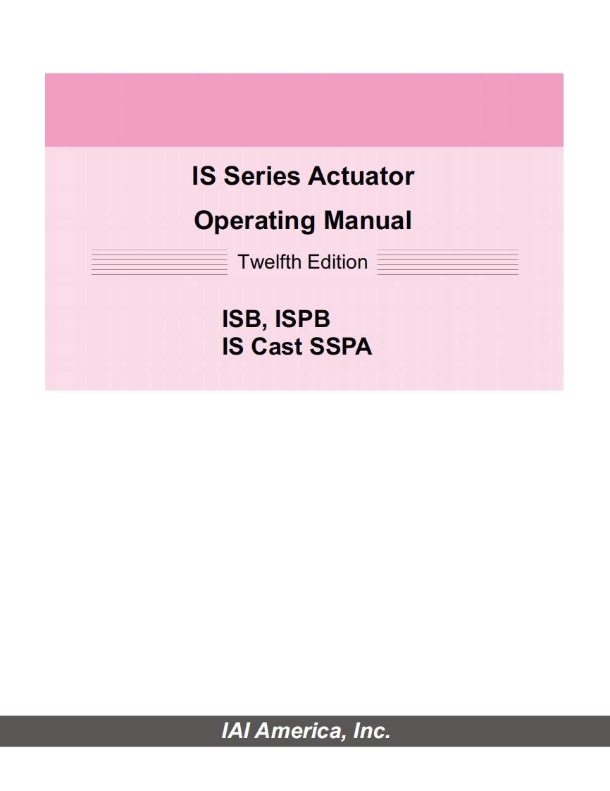 IAI_ISB-SSPA_230V-servo-actuator-slede_操作说明书手册