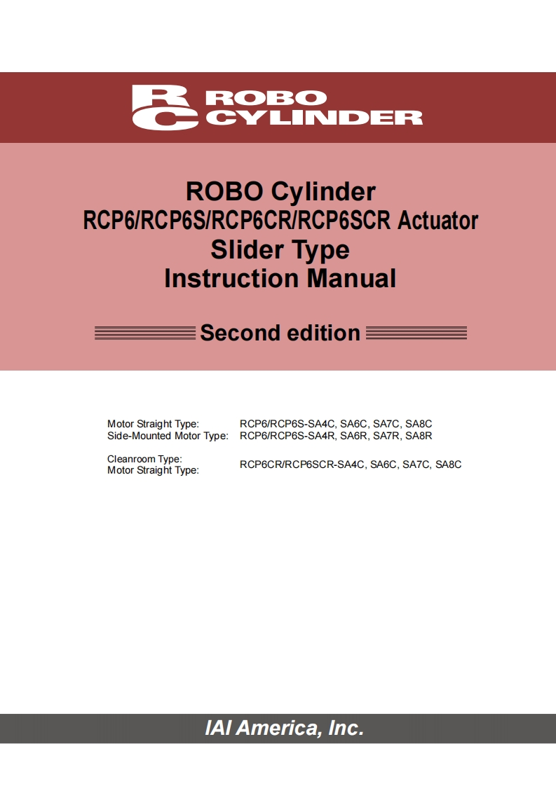 IAI_RCP6-SA-SLIDE_操作说明书手册