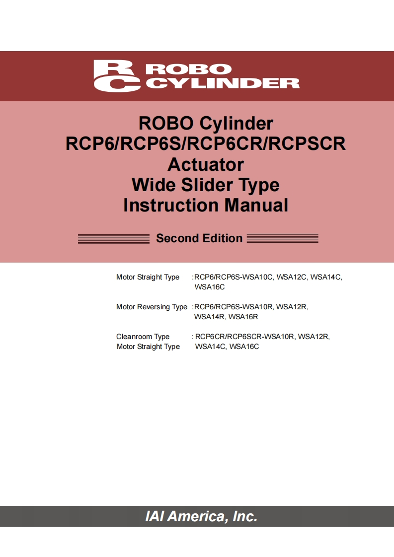 IAI_RCP6-WS_WIDE_SLIDER_操作说明书手册