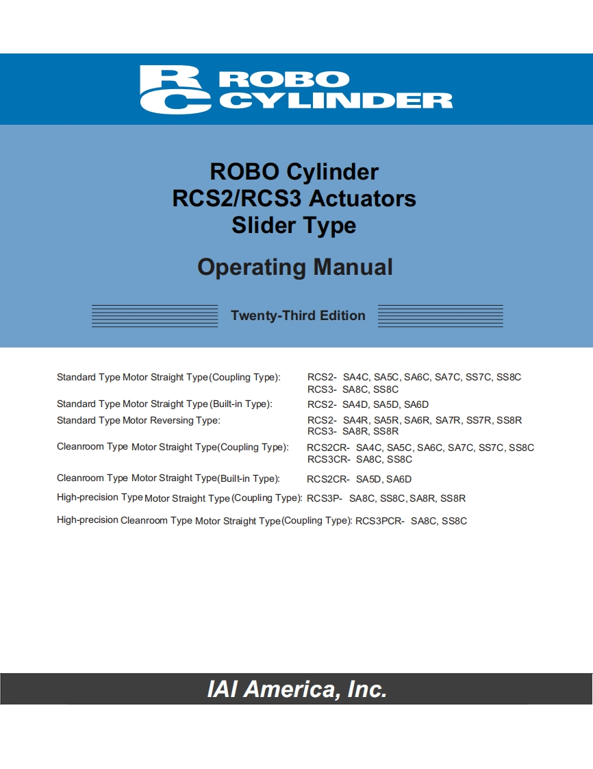 IAI_RCS2-S_230V-servo-actuator-slede_操作说明书手册