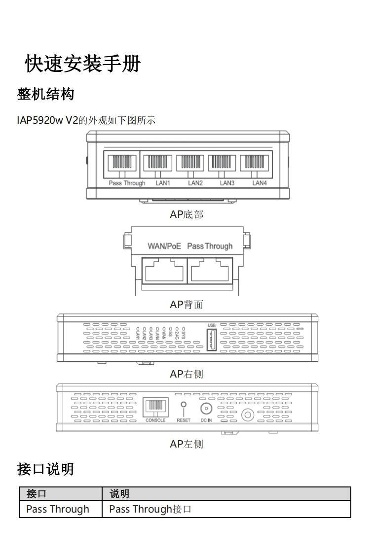 IAP5920wV2吸顶AP快速安装调试说明书指南