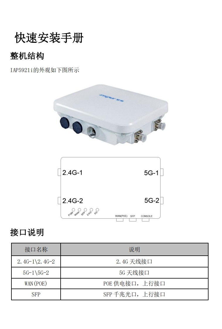 IAP5921室外AP快速安装调试说明书指南