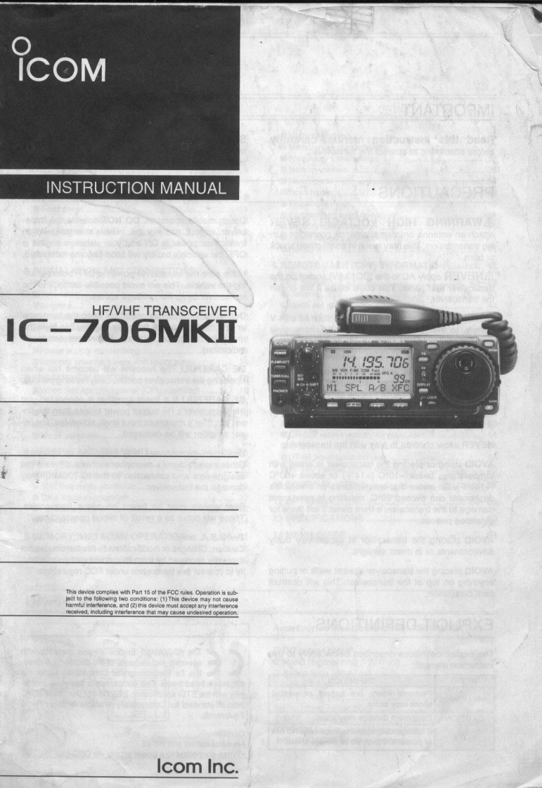 IC-706MKII操作说明书手册