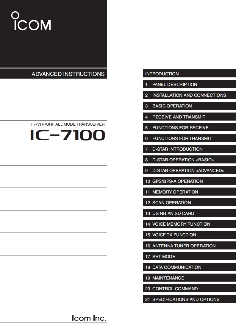 IC-7100-Advance使用说明书手册EN