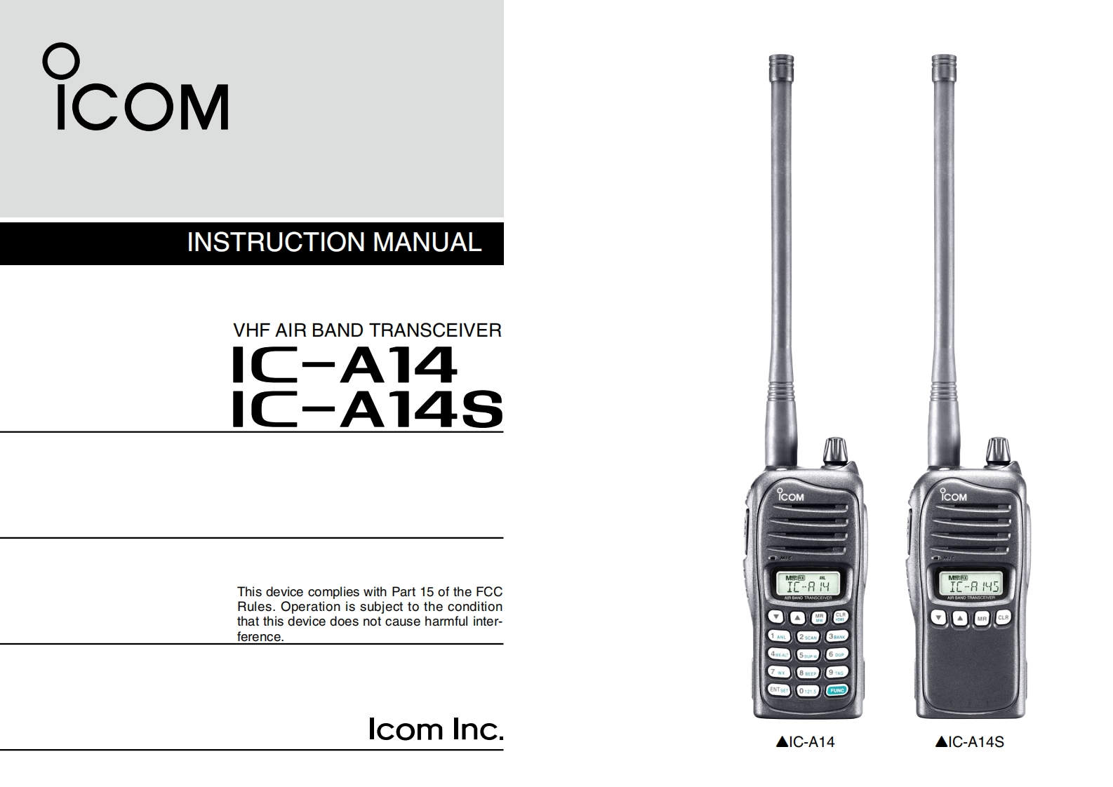 IC-A14_IC-A14S_Instruction_Manual操作说明书手册