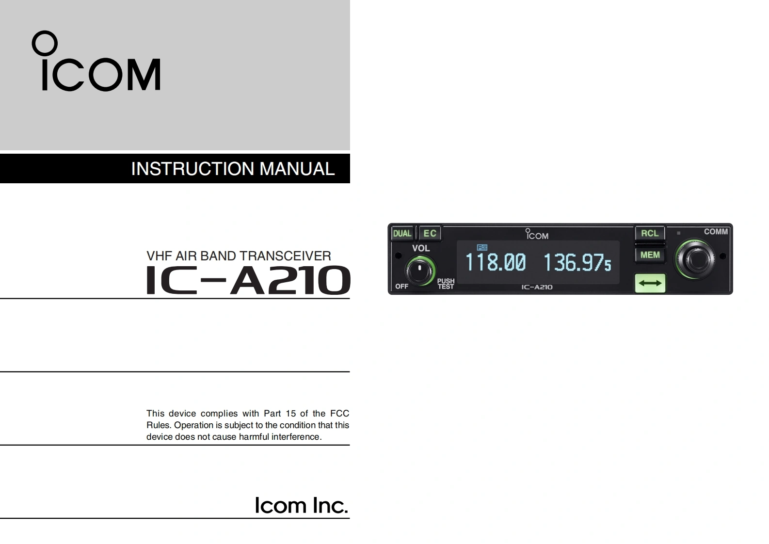 IC-A210-Instruction-Manual操作说明书手册