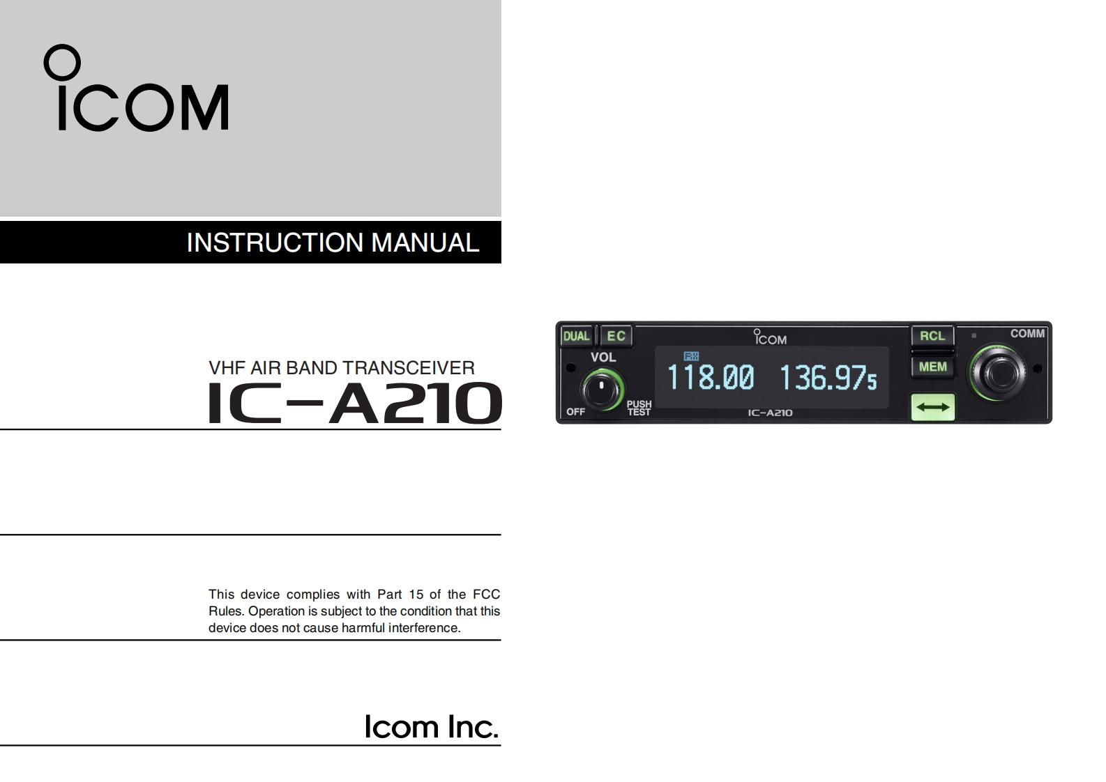 IC-A210_Instruction_Manual操作说明书手册