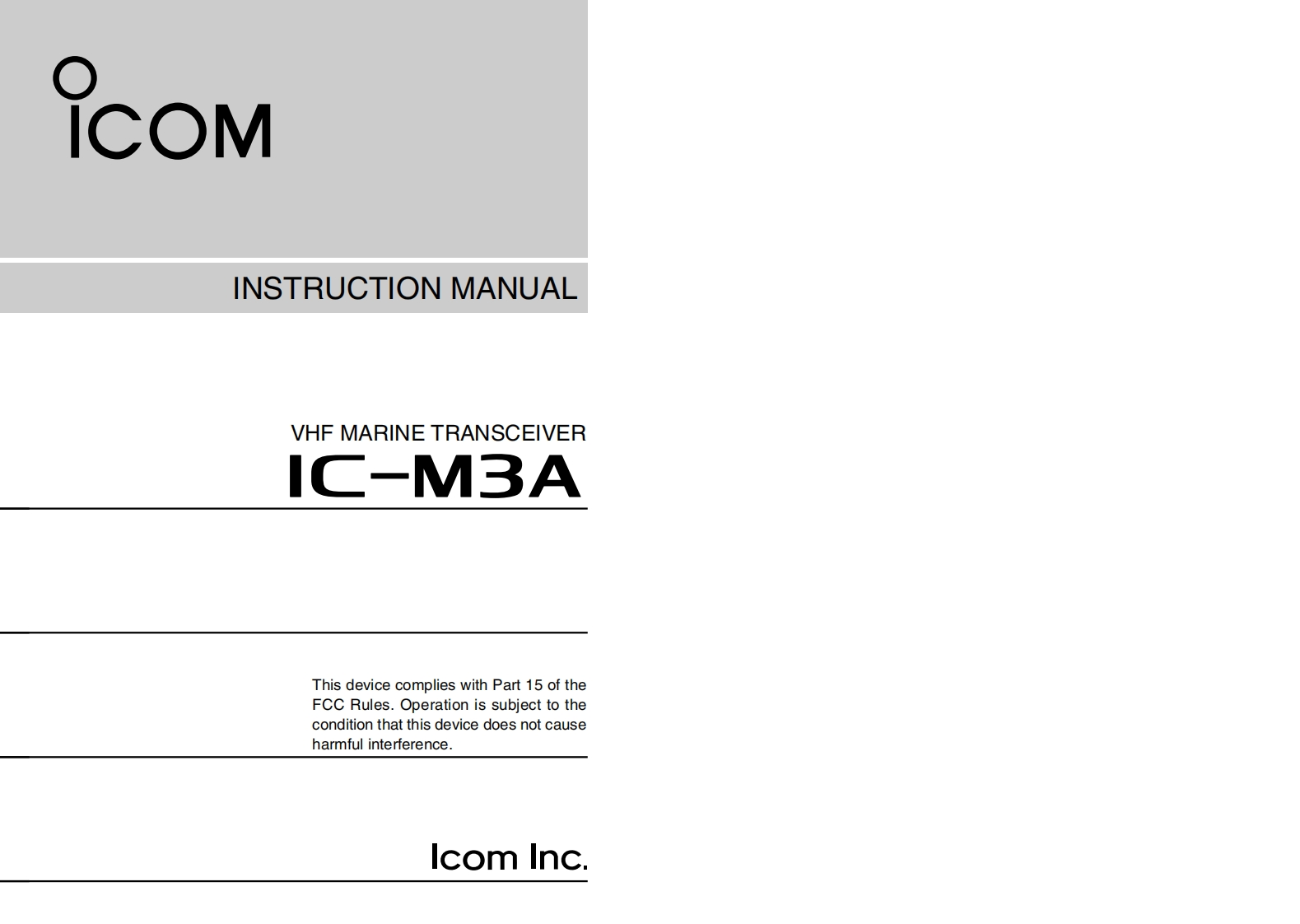 IC-M3A-Instruction-manual操作说明书手册