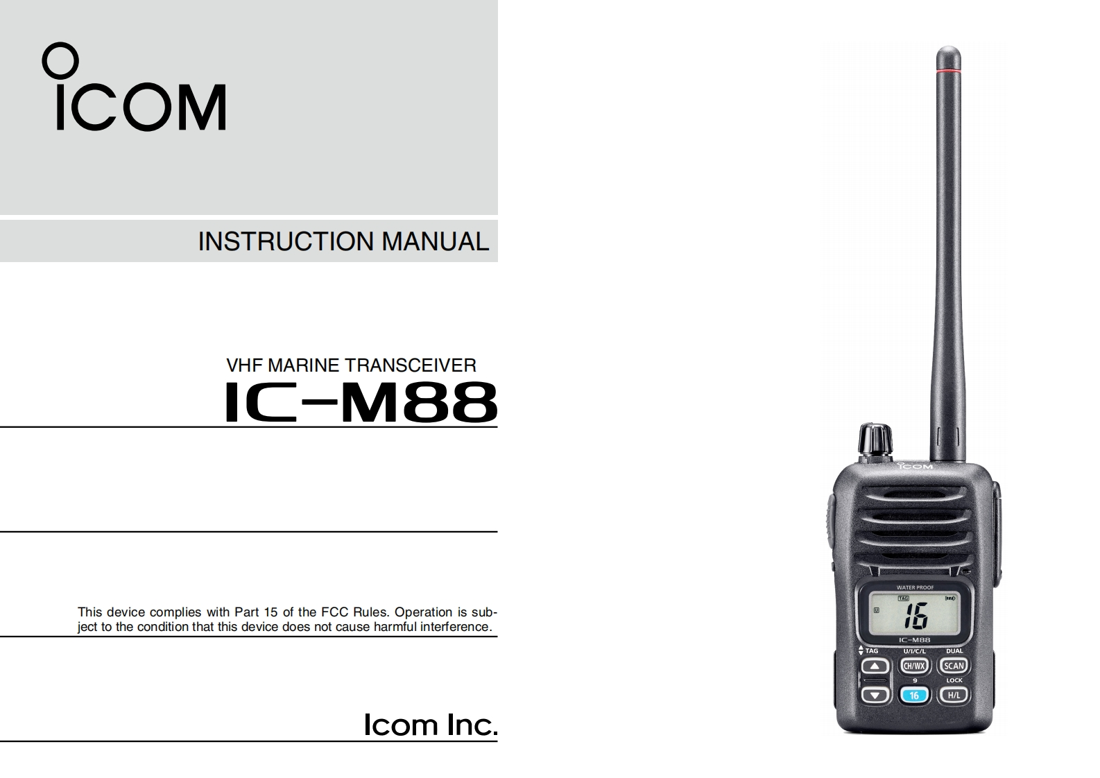IC-M88-UL-Instruction-manual操作说明书手册