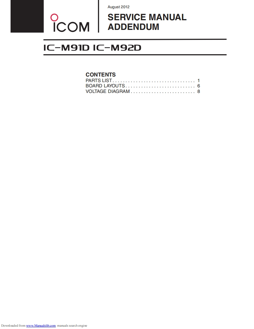 IC-M91D-M92D-Service-manual维修手册含电器原理图-addendum