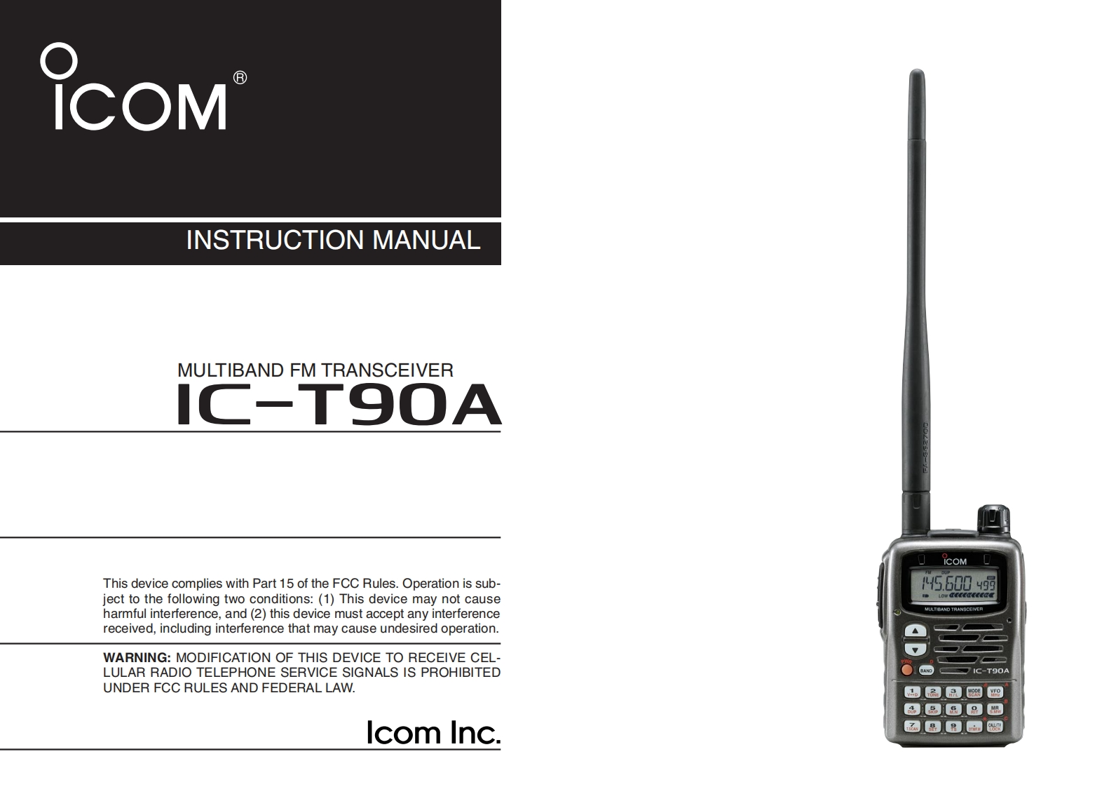 ICOM---ICT90A-Instruction-Manual操作说明书手册