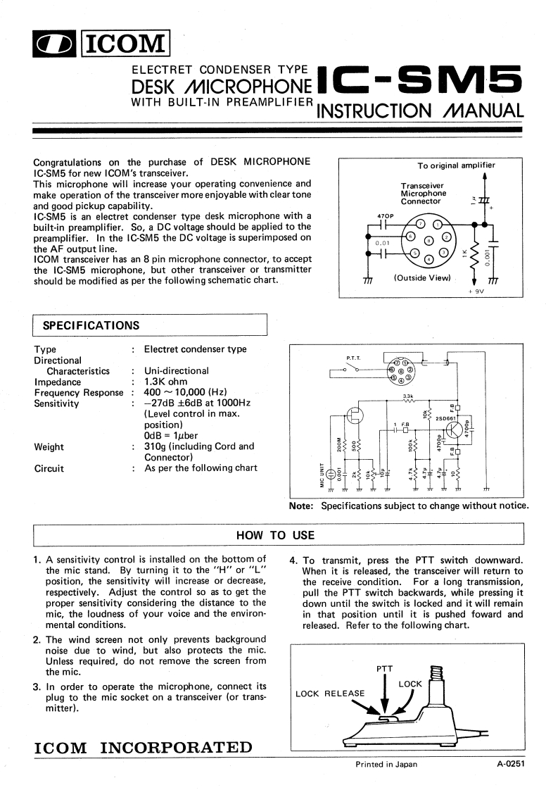ICOM--IC-SM-5-操作说明书手册
