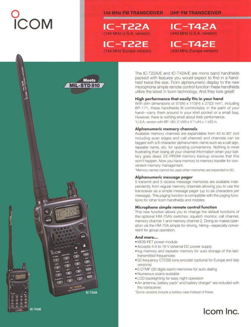 ICOM--IC-T22A-操作说明书手册