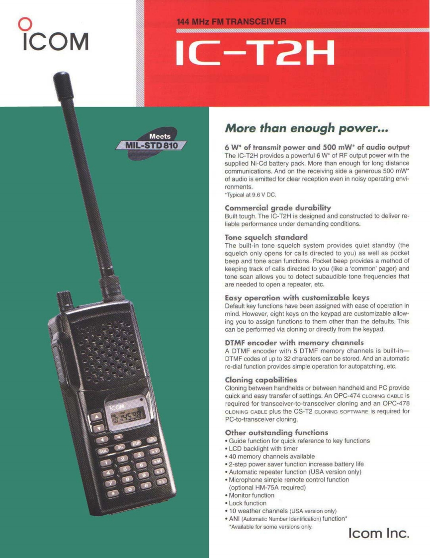 ICOM--IC-T2H-操作说明书手册
