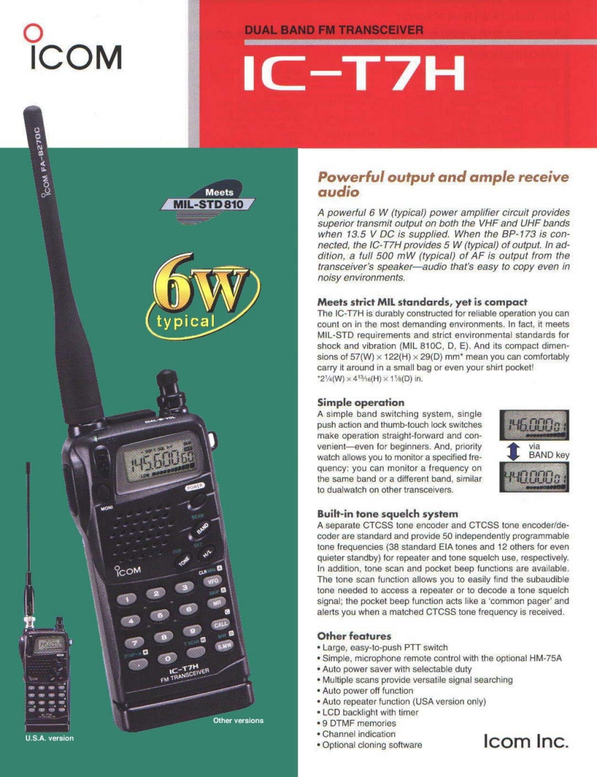 ICOM--IC-T7H-操作说明书手册