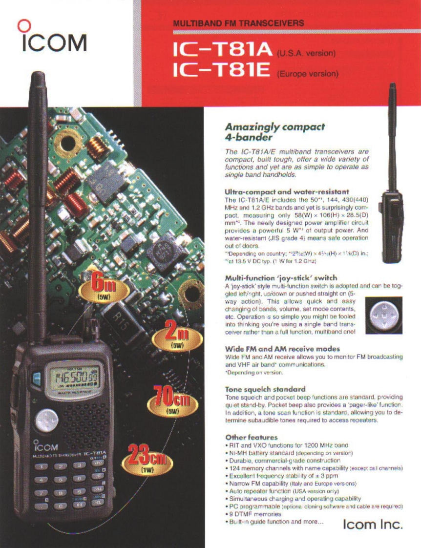 ICOM--IC-T81A-操作说明书手册