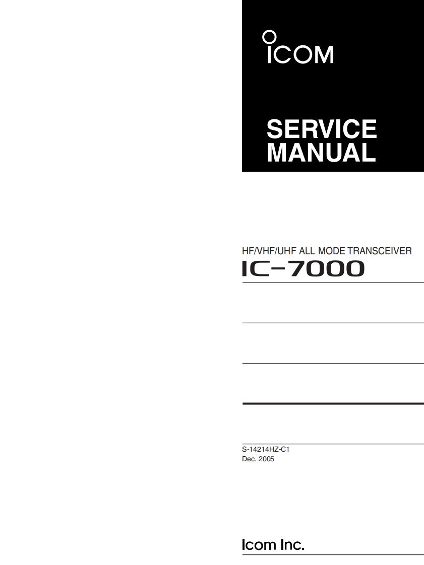 ICOM_IC-7000_维修操作手册电器原理图