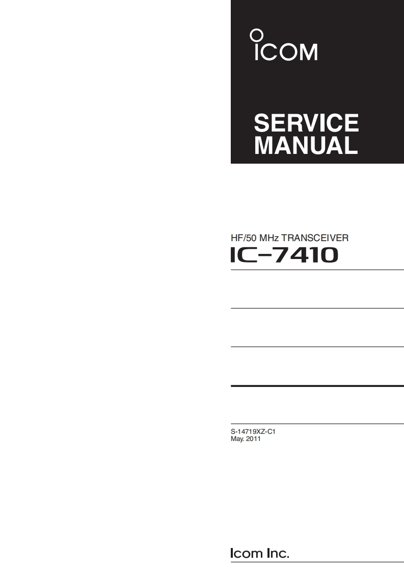 ICOM艾克幕ICOM--IC-7410-维修用说明书手册
