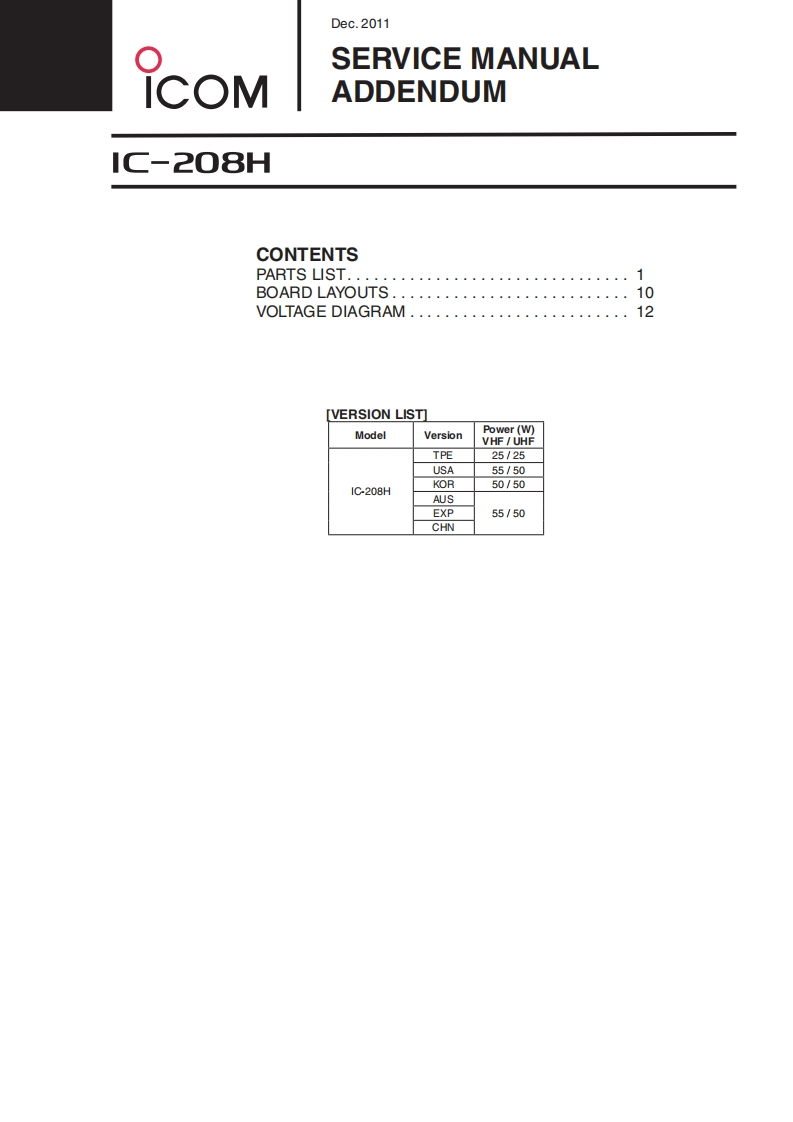 ICOM艾可慕IC-208H_serv维修手册含电器原理图_2011