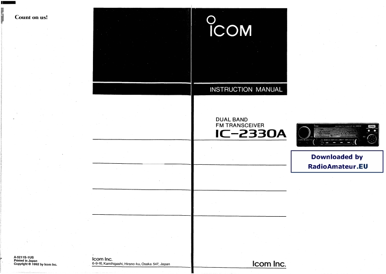 ICOM艾可慕IC-2330A_user操作说明书手册-找手册网