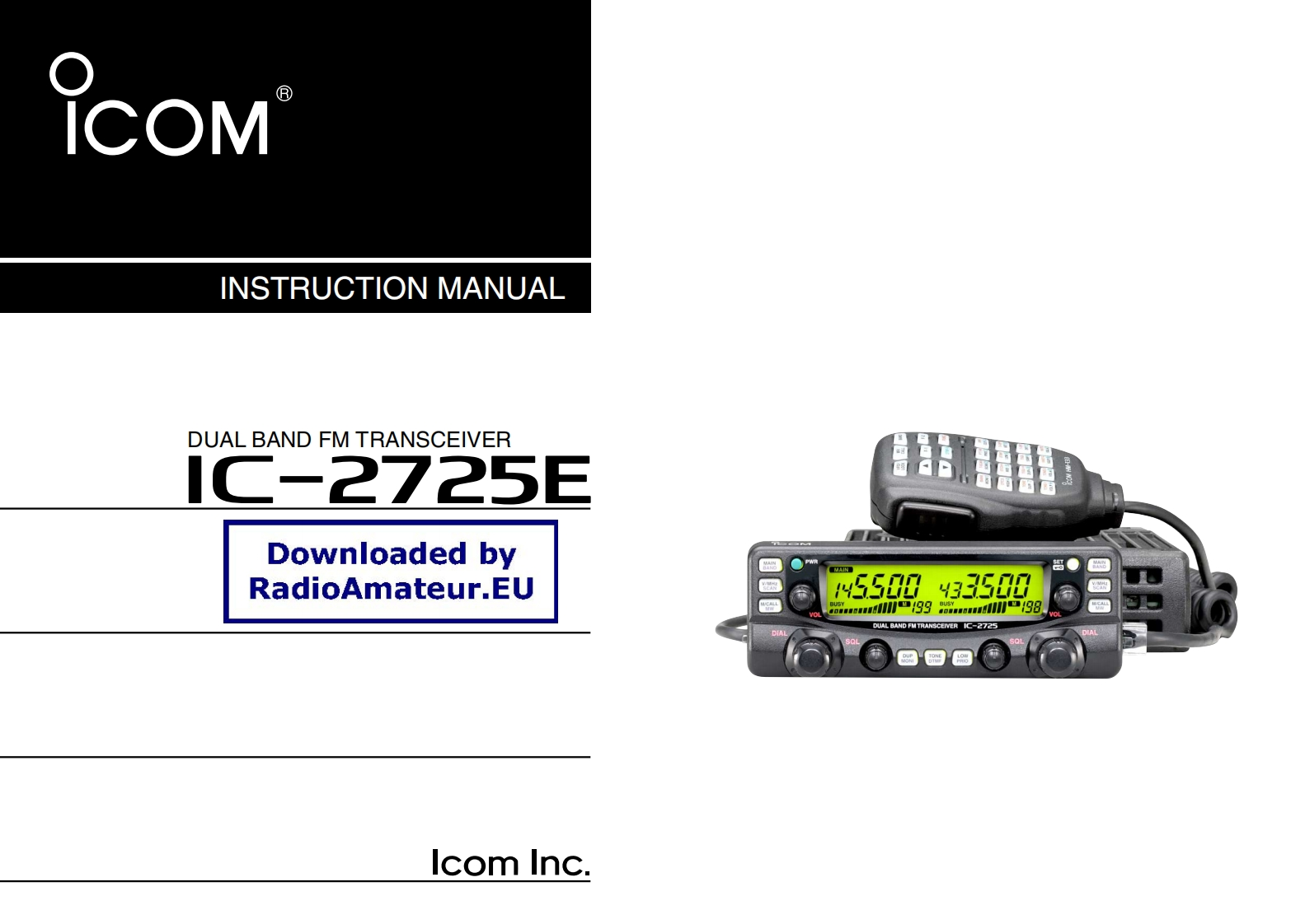 ICOM艾可慕IC-2725E_user操作说明书手册