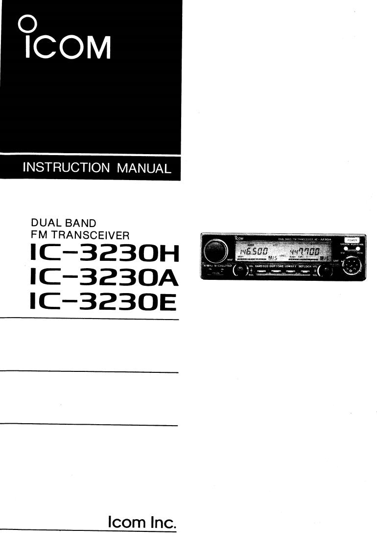 ICOM艾可慕IC-3230A_E_H_user操作说明书手册