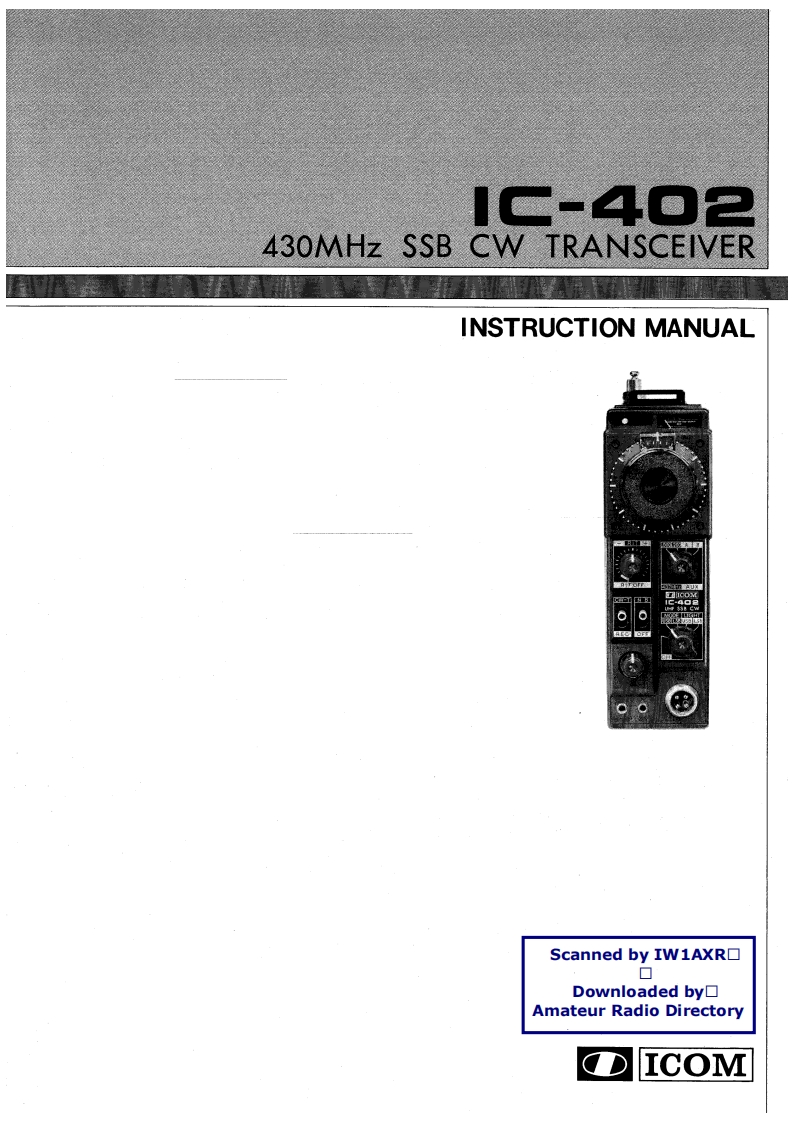 ICOM艾可慕IC-402_user操作说明书手册