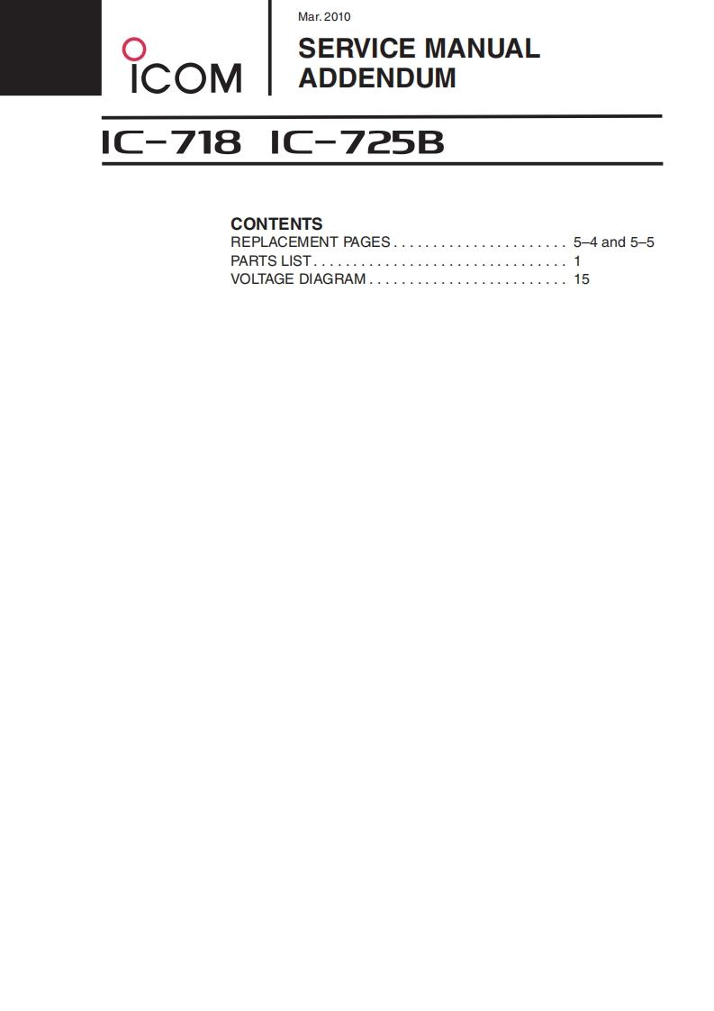 ICOM艾可慕IC-718_serv维修手册含电器原理图_addendum_2010