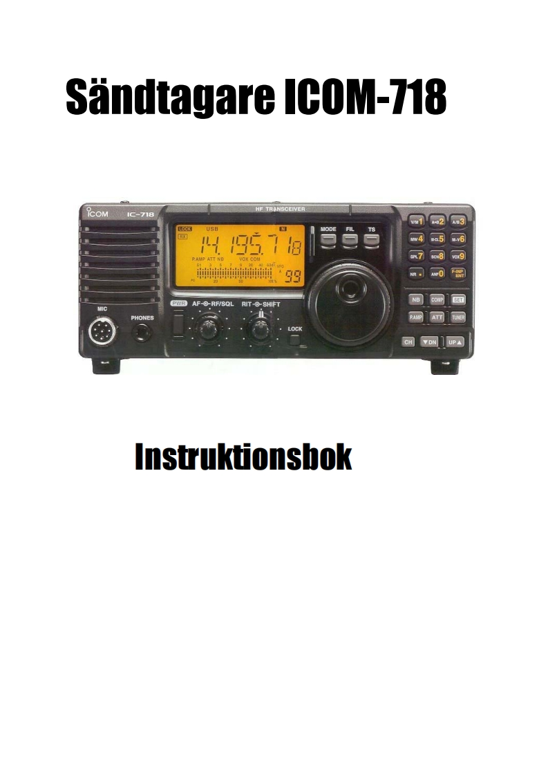 ICOM艾可慕IC-718_user操作说明书手册_NO