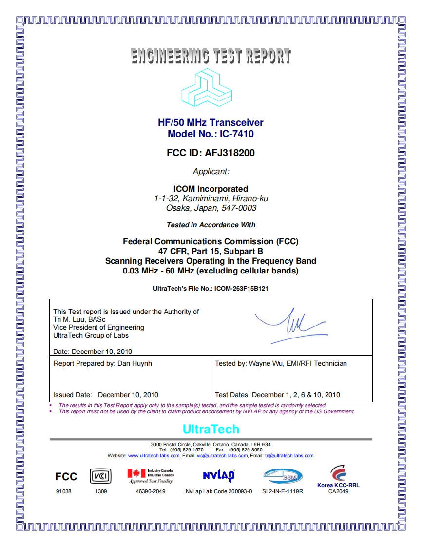 ICOM艾可慕IC-7410_FCC_test_report_2010