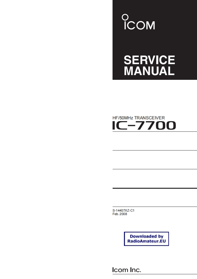 ICOM艾可慕IC-7700_serv维修手册含电器原理图