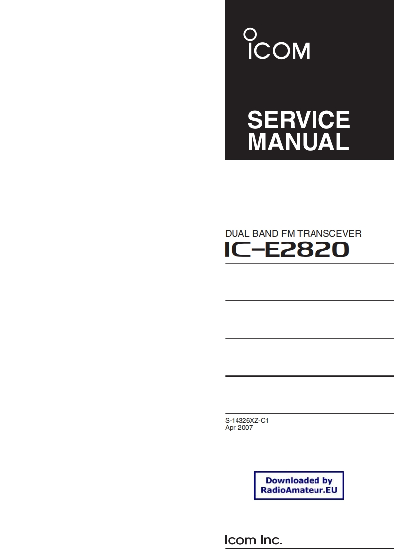 ICOM艾可慕IC-E2820_serv维修手册含电器原理图