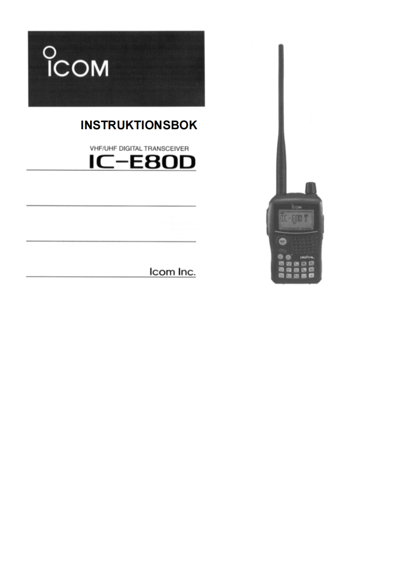 ICOM艾可慕IC-E80D_user操作说明书手册_SV