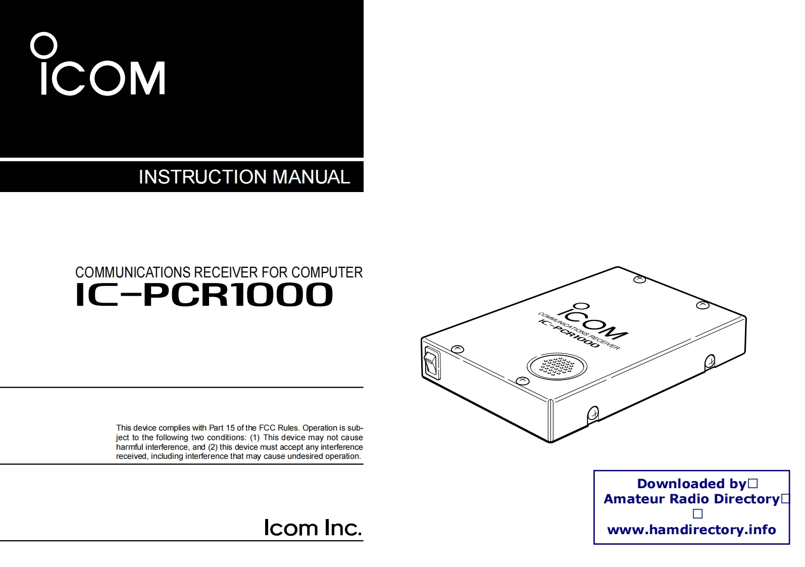 ICOM艾可慕IC-PCR1000_user操作说明书手册