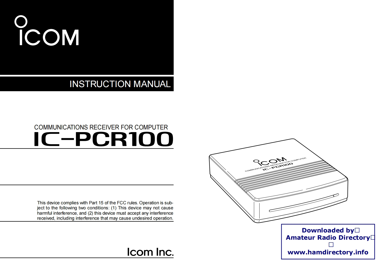 ICOM艾可慕IC-PCR100_user操作说明书手册