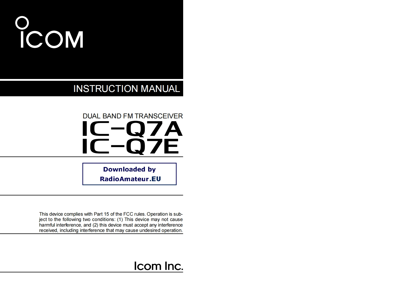ICOM艾可慕IC-Q7A_E_user操作说明书手册
