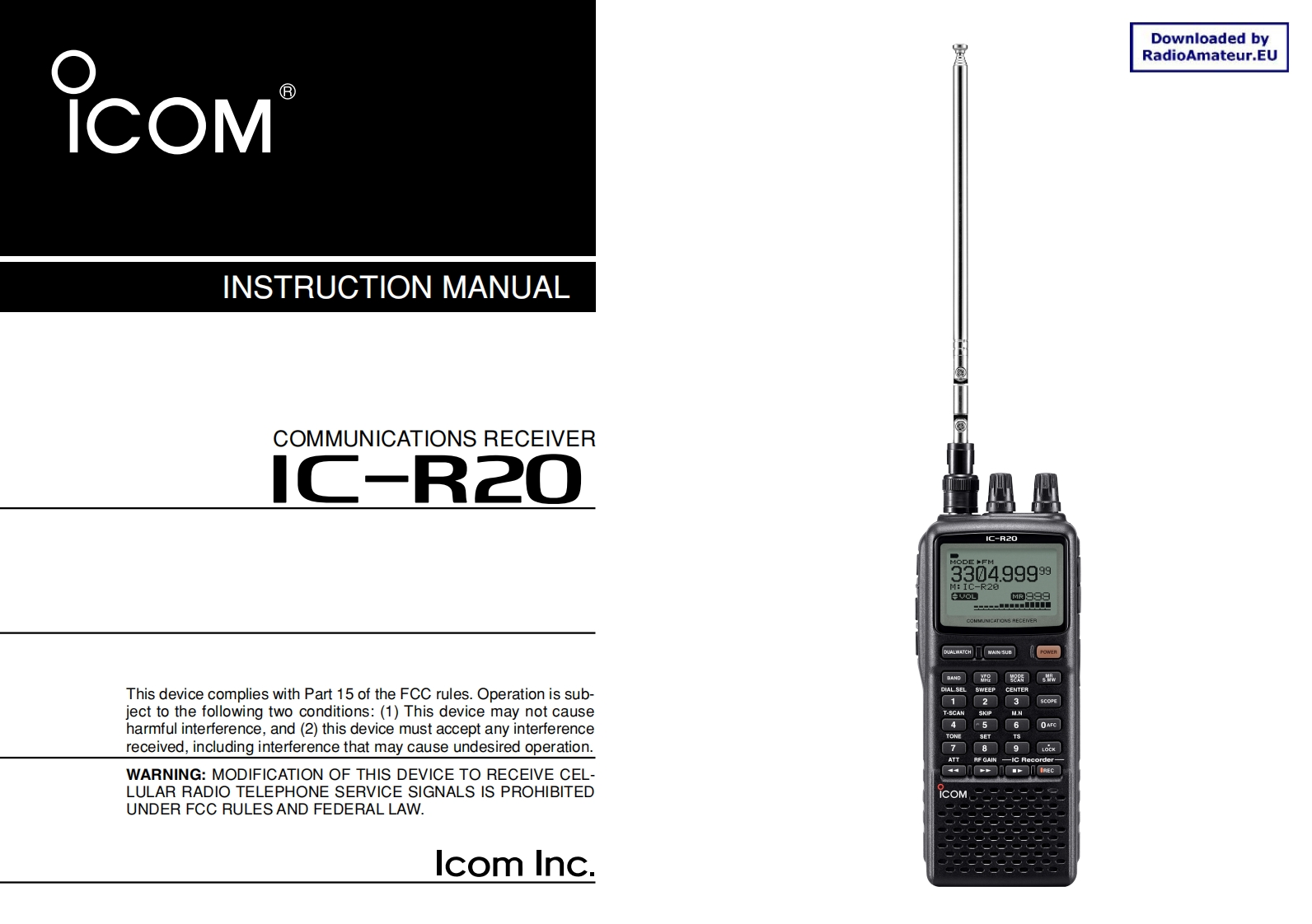 ICOM艾可慕IC-R20_user操作说明书手册