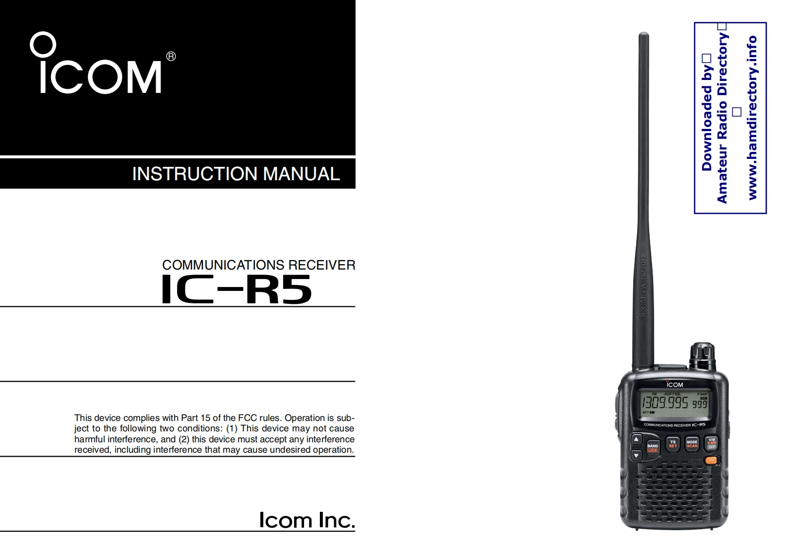 ICOM艾可慕IC-R5_user操作说明书手册