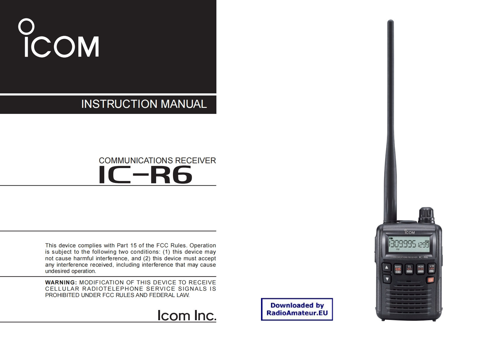 ICOM艾可慕IC-R6_user操作说明书手册