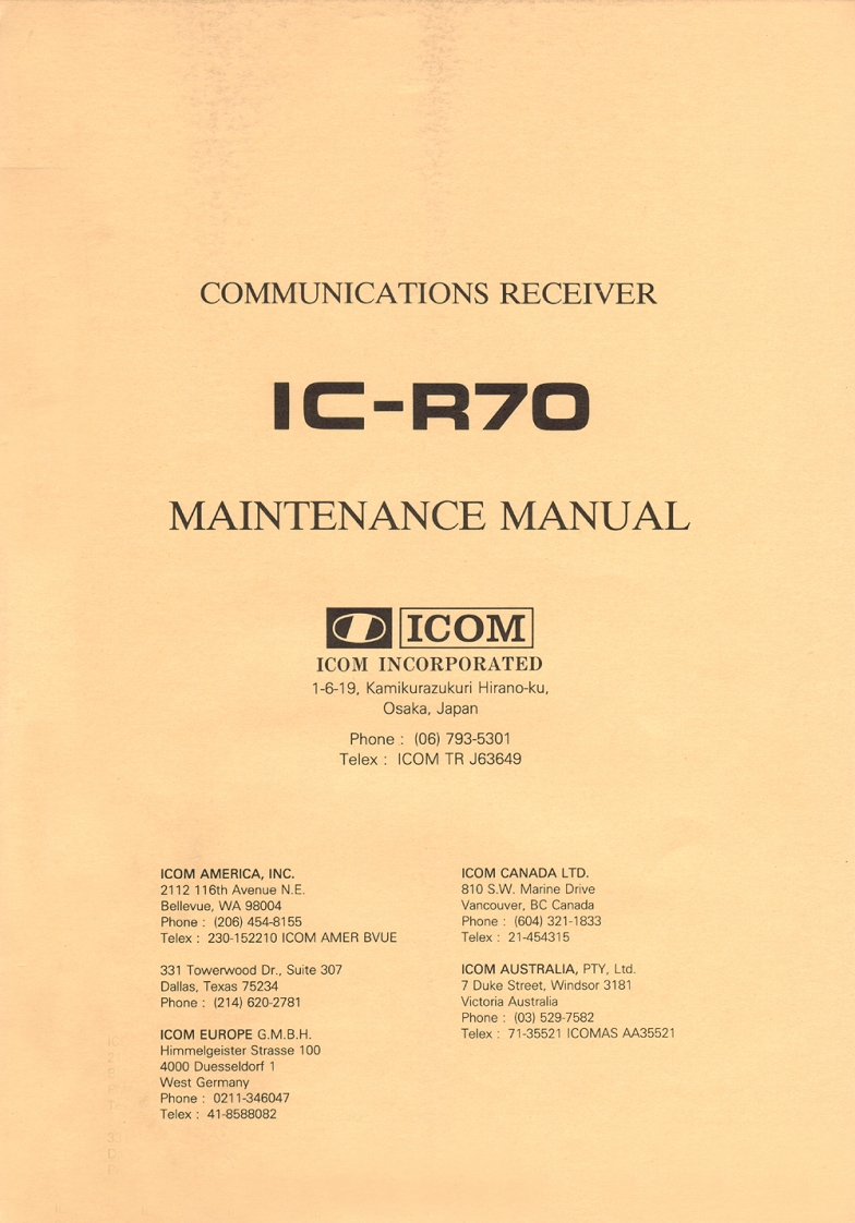 ICOM艾可慕IC-R70_serv维修手册含电器原理图_2