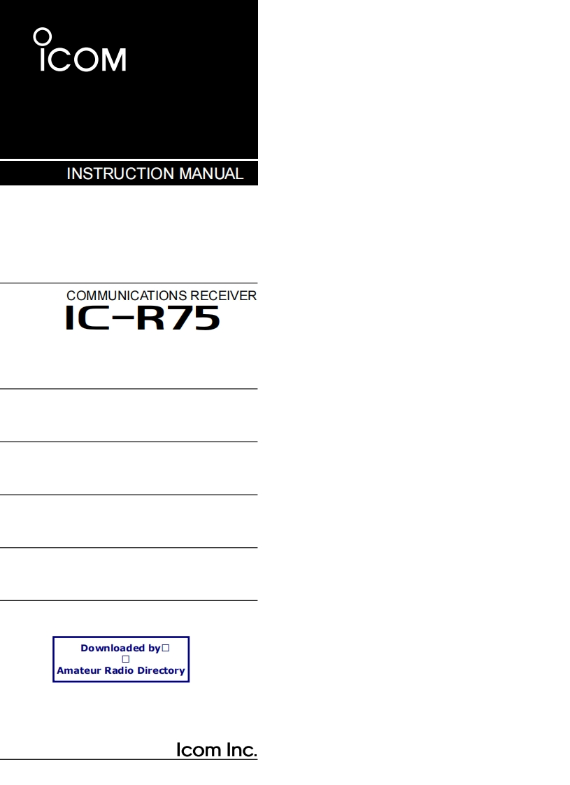 ICOM艾可慕IC-R75_user操作说明书手册