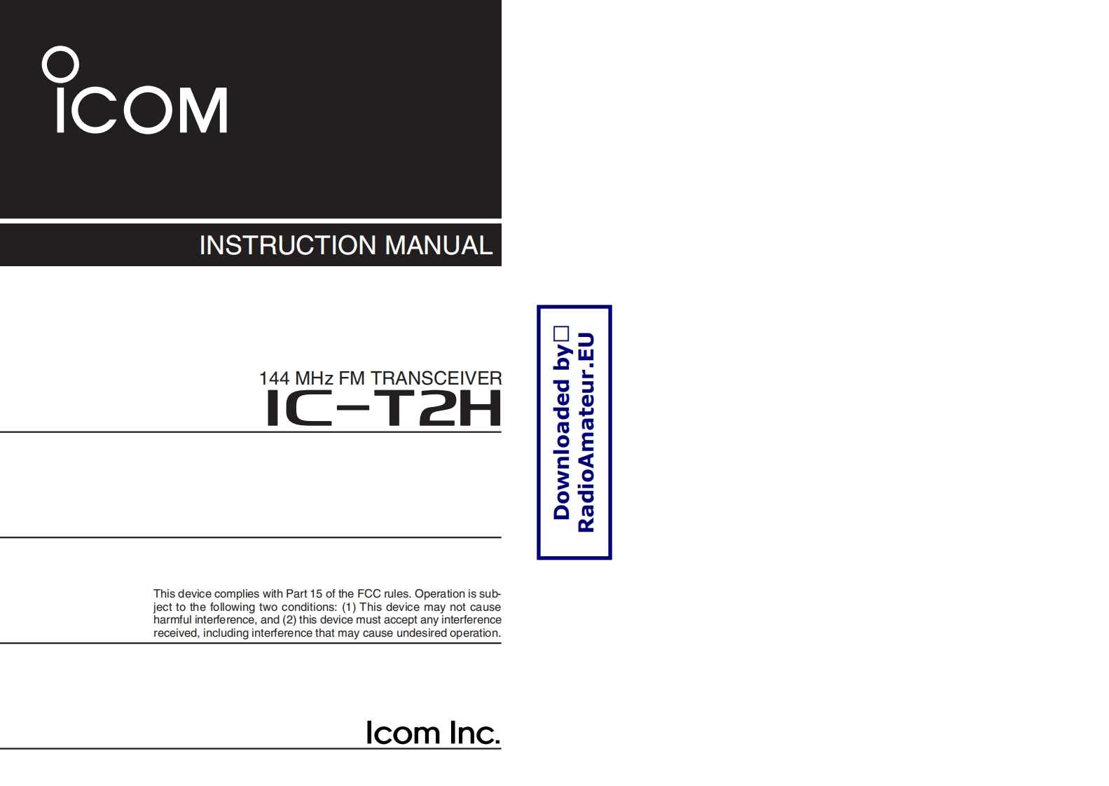 ICOM艾可慕IC-T2H_user操作说明书手册
