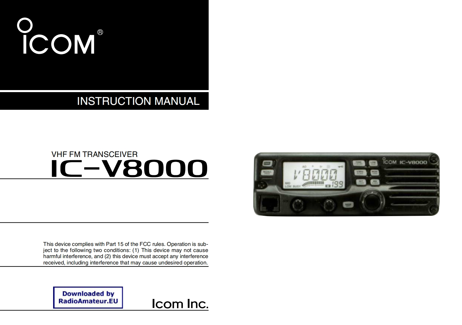 ICOM艾可慕IC-V8000_user操作说明书手册