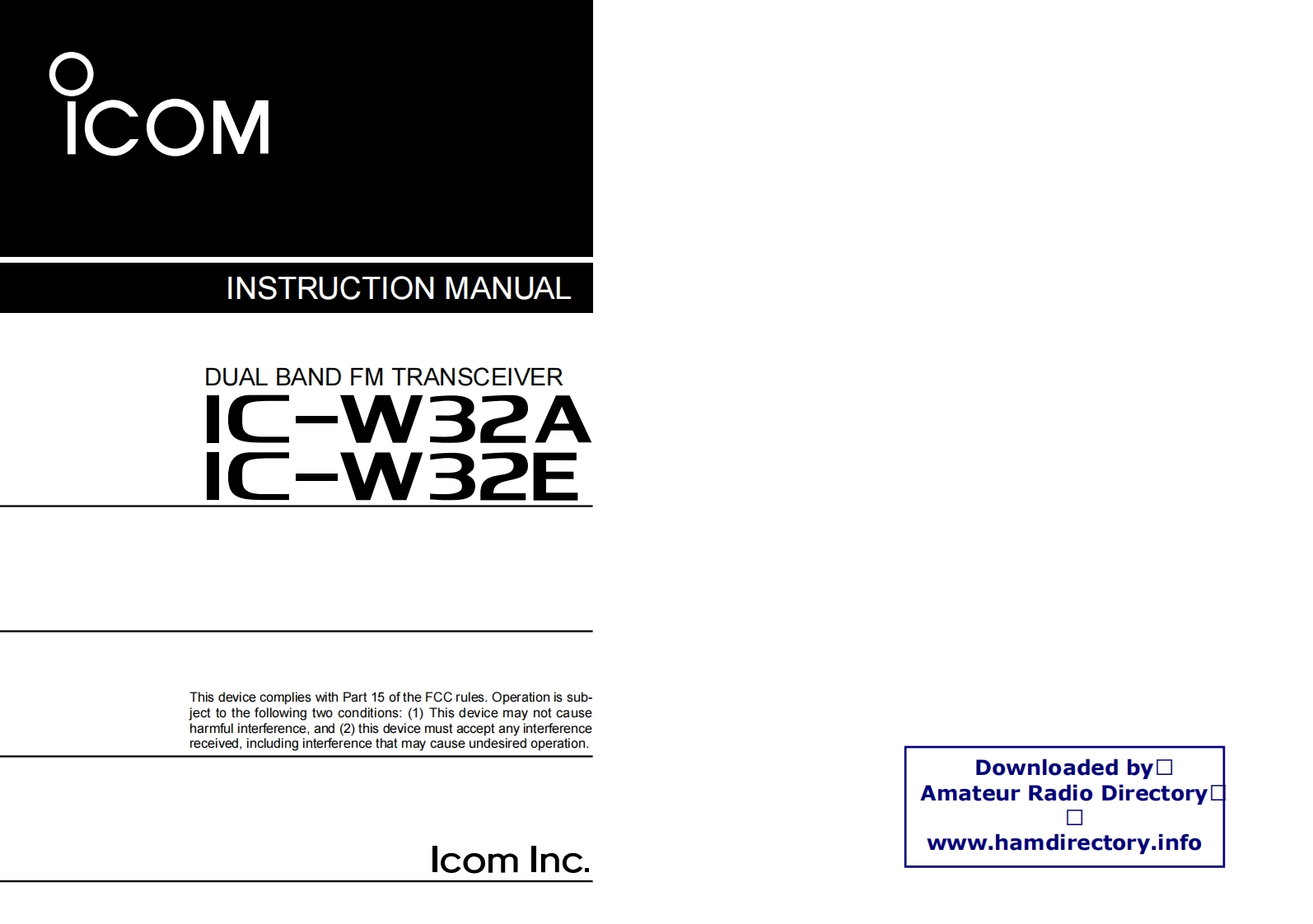 ICOM艾可慕IC-W32A_E_user操作说明书手册