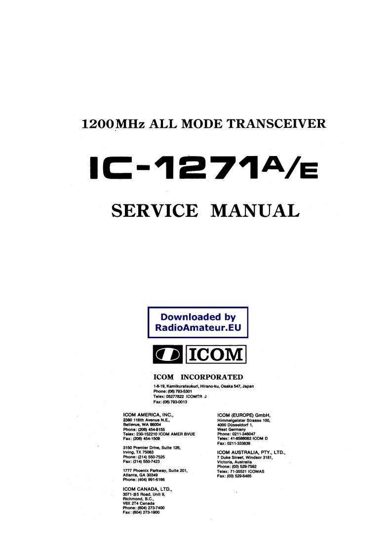 ICOM艾可慕IC1271_serv维修手册含电器原理图
