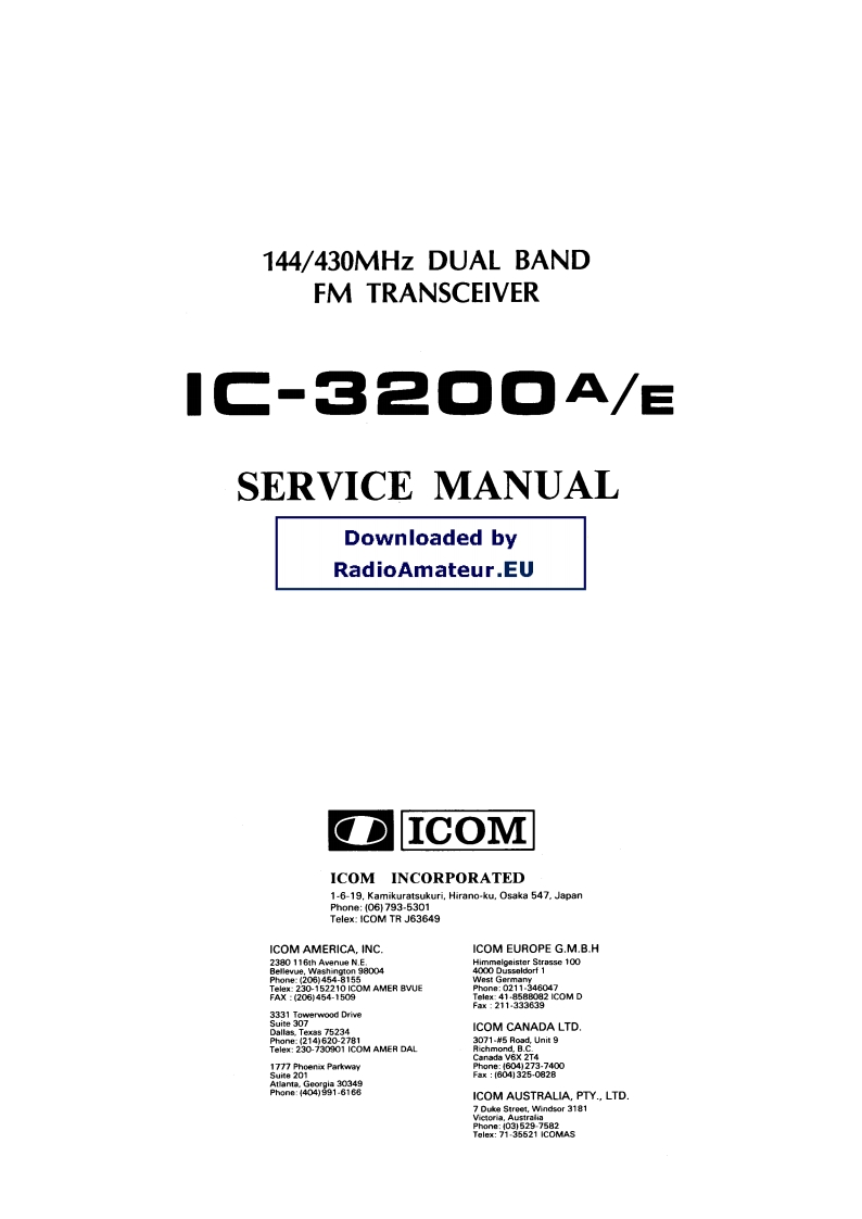 ICOM艾可慕IC3200维修手册含电器原理图-找手册网